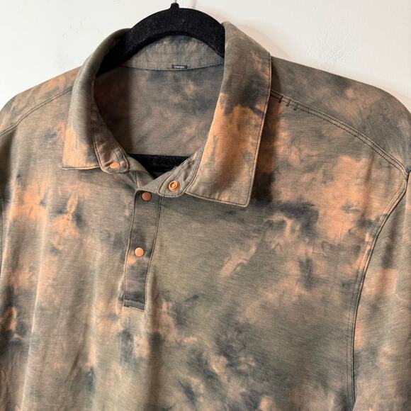 Lululemon Men's Evolution Polo Shirt Short Sleeve Grey Coral Stretch Athletic - Picture 2 of 6